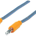 Cable de Audio Estereo 3.5 MM Macho a Macho Manhattan 352802 Textil Azul/ Naranja de 1 Metro