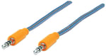 Cable de Audio Estereo 3.5 MM Macho a Macho Manhattan 352802 Textil Azul/ Naranja de 1 Metro
