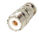 Adaptador en Linea Para 50 OHM RFB-1136, Conector BNC Macho-UHF Hembra (SO-239), Niquel/ Oro/ Delrin