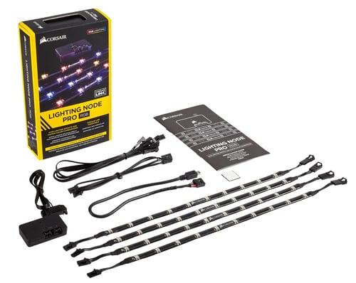 Kit de Iluminacion Corsair Lighting Node Pro/ 41CM/ 4 Tiras/ Color Negro/ Para Gabinete, CL-9011109-WW