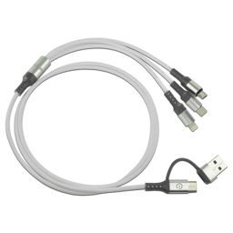 Cable de Carga 5 En 1 Easy Line EL-994329 USB A Macho - USB C/Micro-USB B/Lightning Macho, 1.2M, Blanco