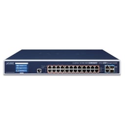 Switch Administrable L3 PLANET GS-6320-24UP2T2XV, 24 Puertos Gigabit PoE 802.3bt / 2 Puertos 10G SFP+ / Pantalla Táctil / Fuente Redundante / 600W