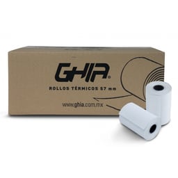 Caja con 50 Piezas de Rollos Papel Termico 57X40MM Ghia CTG574N para Impresoras de 58MM