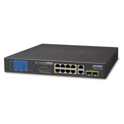 Switch No Administrable 8 Puertos Gigabit con Modo Extend POE a 250 MTS, 2 Puertos Uplink 10/100/1000 MBPS, 2 Puertos SFP, GSD-1222VHP