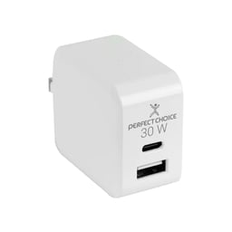 Cargador de Pared Perfect Choice PC-240426, 30W, USB-A/USB-C, Blanco