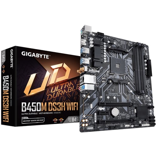 Tarjeta Madre Gigabyte B450M DS3H WIFI Socket AM4/ HDMI/ DDR4/ 128GB/ Micro ATX/ PCI-EX 16/ SATA/ AMD/ USB 3.1