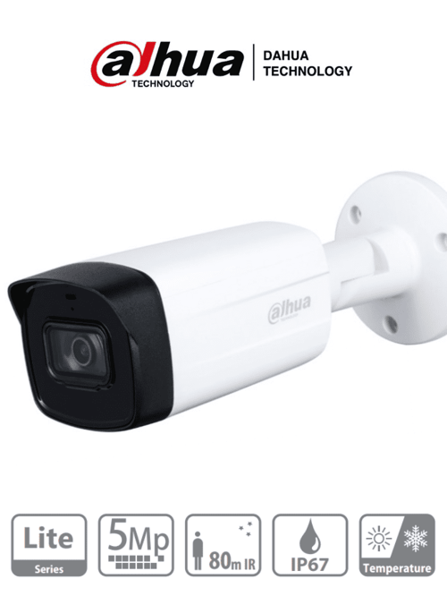Camara Bullet Dahua HAC-HFW1500TH-I8 5MP/ Lente de 3.6 MM/ 92° de Apertura/ IR de 80 MTS/ IP67/ Soporta: CVI/ CVBS/ AHD/ TVI