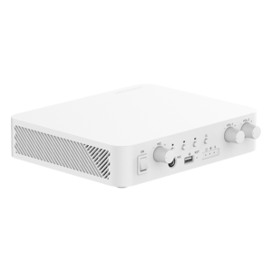 Amplificador de Audio Hikvision DS-QAE1A80G1-VB(B) con 2 Canales/Bluetooth 4.0/40W por Canal/100V/Hik-Connect/Una Zona/Música Ambiental/1xUSB/Blanco