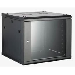 Gabinete Para Montaje En Pared - Piso Hikvision DS-XS6412-S/B Con Puerta De Cristal Templado / Cuerpo Fijo / 12 Unidades De Rack / 19" / Fabricado En Acero / Negro
