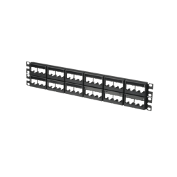 Panel de Parcheo Modular Mini-Com (Sin Conectores), Plano, SN Blindaje, Con Etiqueta y Cubierta, 48 Puertos, 2UR, CPPL48WBLY