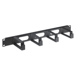 Panel Administrador De Cable 19" Intellinet 1U / 4 Arillos Plásticos Largos / Color Negro / 711074