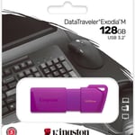 Memoria USB 128GB Kingston KC-U2L128-7LP Datatraveler Exodia M, USB 3.2, Color Morado