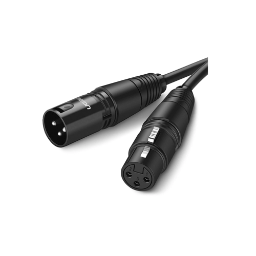 Cable para Microfono XLR Tipo Canon Macho a Hembra Ugreen 20712 5 Metros Plug & Play Antiinterferencias/ Triple Blindaje/ Color Negro
