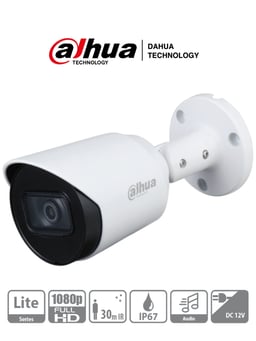 Camara Bala Dahua DH-HAC-HFW1200TN-A-0280B-S4 2MPX/Lente 2.8MM/IR 30M/Microfono Integrado/HDCVI/Para Exterior