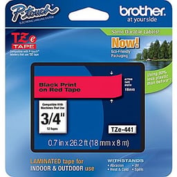 Cinta Brother TZ-441 negro/rojo 18mm PT300/310B/330/530