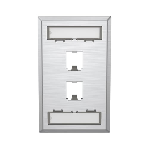 Placa de Pared Vertical, Panduit, de Acero Inoxidable, Salida Para 2 Puertos Mini-Com, Con Espacios Para Etiquetas, CFPL2SY