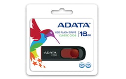 Memoria USB 16GB Adata C008 negra/rojo AC008-16G-RKD
