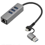 HUB de 4 Puertos USB 3.0 Gigatech HUB3-3C, Con Conector Tipo C, Color Gris