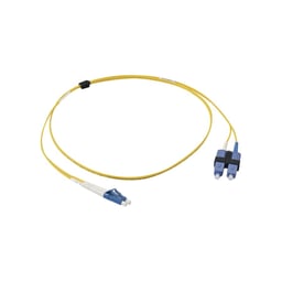 Jumper de fibra óptica monomodo (OS2), XGLO, LC/UPC-SC/UPC duplex, Siemon OFNR, color amarillo, 7 metros, FJ2-LCUSCUL-07
