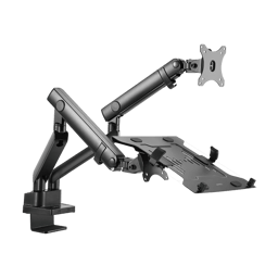 Soporte Para Monitor y Laptop 17"- 32" Acteck Enforce Motion SM636/Hasta 8KG Monitor/4.5KG Laptop/75X75MM/100X100MM/Fijacion C-Clamp/Color Negro/AC-939645