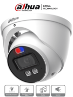 Camara Domo Tioc Dahua HAC-ME1239HN-A-PV 2MP/ Disuasion Activa Luz Roja y Azul/ Lente de 3.6 MM/ Super Adapt/ Microfono y Altavoz Integrados/ 40 Metros de Iluminacion (IR y Calida)/ Metalica/ IP67