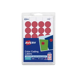 Paquete C / 1008 Etiquetas Redondas Avery AVE-ETI-2107 De 1.9CM / Rojo