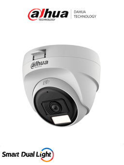 Camara Domo Dahua DH-HAC-T1A21N-U-IL-A 2MPX/Lente 2.8MM/HDCVI X Plus/Apertura 100°/IR 25M/Luz Calida 20M/Microfono Integrado