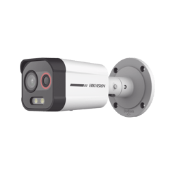 Camara Bala TurboHD Hikvision DS-2TD2608-2/QA 4MPX/Lente Termico 2.6MM Optico 6MM/Deteccion de Intrusion Por VCA 30MTS/30MTS Luz Blanca/Exterior IP67/POE/Sirena y Luz Intermitente Integrada/Micro SD/Colorvu y Acusense