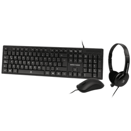 Kit Teclado Mouse y Diadema Perfect Choice PC-201717, Alambrico/ USB/ Negro/ Español