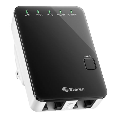 Repetidor Inalambrico Steren COM-818 WI-FI Pared 2.4 GHZ Hasta 17M Color Negro