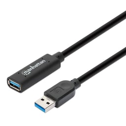 Cable de Extension Activa Repetidor Manhattan 153737/USB-A a USB-A/5 M/Macho-Hermbra/Color Negro