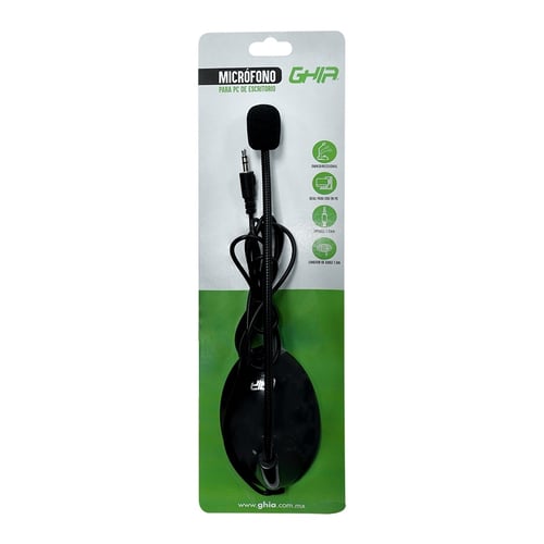 Microfono Para PC Ghia GAC-218 Alambrico/ Cuello Flexible/ 3.5MM/ Negro