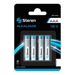 Batería Alcalina Steren BAT-AAA4 No Recargables AAA / 1.5V / 4 Piezas
