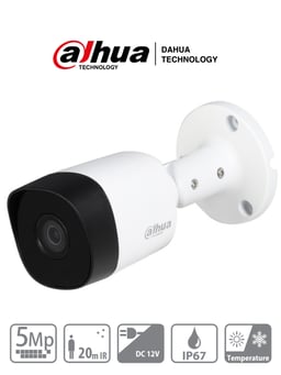Camara Bullet Dahua Cooper DH-HAC-B2A51, 5MP/ Lente 2.8MM/ IR de 20 MTS/ IP67/ Metalica/ CVI/ CVBS/ AHD/ TVI, DH-HAC-B2A51N-0280B-S2