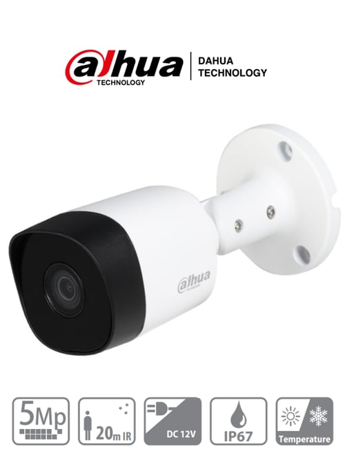 Camara Bullet Dahua Cooper DH-HAC-B2A51, 5MP/ Lente 2.8MM/ IR de 20 MTS/ IP67/ Metalica/ CVI/ CVBS/ AHD/ TVI, DH-HAC-B2A51N-0280B-S2