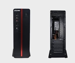 Gabinete Evotec Slim EV-1011 Midi-Tower/ Mini-ATX/ Fuente 600W/ USB 2.0/ Negro-Rojo
