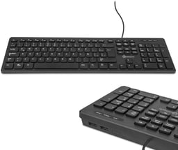 Teclado Alámbrico Getttech Slim GGK-ESMWR-01 Español USB con 109 Teclas, Teclado Numérico y 2 Puertos USB-A, Negro