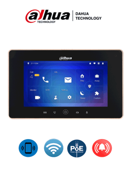 Monitor IP Touch 7" Dahua VTH5221D-S2, WIFI y Ethernet/ POE 802.3AF/ Microsd/ Hasta 32 Camaras IP/ Hasta 20 Frentes de Calle