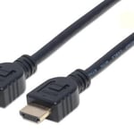 Cable HDMI de 3.0 Metros Manhattan 353946, de Alta Velocidad, Ethernet,3D, 4K, Para Pared, Negro