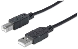 Cable USB tipo B Manhattan 333382 de 3 metros color negro