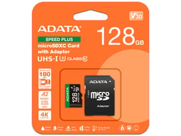 Memoria MicroSDXC 128GB Adata UD128GUI3V30A2SP-RA1/UHS-I U3 Clase 10/Con Adaptador