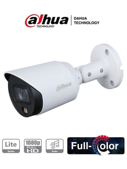 Camara Bullet Dahua Full Color 1080P/ HDCVI/ Microfono/ Metalica/ Led De 20 MTS/ 3.6 MM/ IP67/ Starlight, HAC-HFW1239T-A-LED