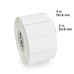 Caja C/4 Rollos de Etiqueta Papel Zebra Z-Perform 1500T/4"X2"/Recubierto Adhesivo Permanente/Nucleo 3"/3000 Etiquetas/10018351