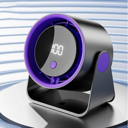 Ventilador Para Escritorio Fs-22 Con Display LED / Cinco Velocidades / Morado / De 8W