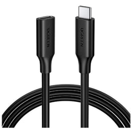 Cable USB-C Ugreen 10387 Conectores Macho-Hembra/1M/100W/Color Negro