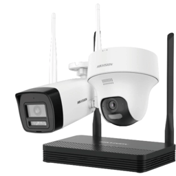 Kit IP Inalámbrico Hikvision NKS424W02H 4MPX/NVS 4 Canales/1 Cámara Bala Exterior/1 Cámara Turrent Interior Lente/2.8MM y Dual Light/Audio Bidireccional/Soporta MicroSD