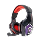 Diadema Audifono Flexible Con Microfono Necnon Alambrico Gamer 3.5MM/ LED/ Color Negro-Rojo Con Adaptador Rojo, NPAGDR02VI
