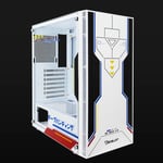 Gabinete Ocelot Gaming OC-MEKA 4.0, Media Torre, Soporta 8 Ventiladores de 120MM, Factor de Forma ATX, Soporta GPU 3400MM, Cristal Templado, Sin Fuente, Frontal Liso, Blanco Con Azul y Diseño Meka