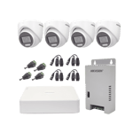 Kit DVR 4 Canales Hikvision TurboHD 1080P con Audio por Coaxitron/ 4 Camaras con Microfono y 106° Vision/ Luz Blanca + IR Vision Nocturna/ Transceptores/ Conectores/ Fuente de Poder, KH1080P4ESFH