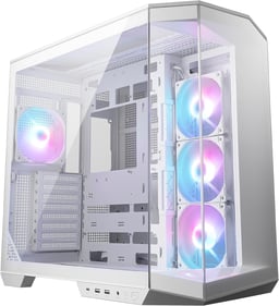 Gabinete MSI MAG Pano 120R PZ White/Mid-Tower/Ventana Cristal Templado/Sin Fuente/7 Ventiladores ARGB/Color Blanco/M-ATX/ITX